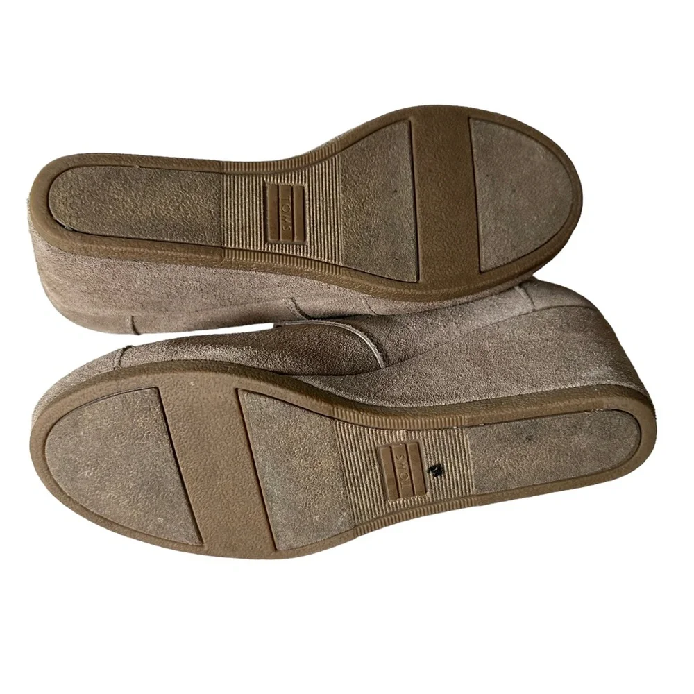 TOMS Ankle Booties Suede Leather Lace Up Wedges Women's‎ Shoes Size 8